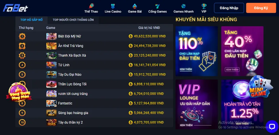 Thưởng nạp lần đầu tại 777vip